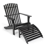 Saranac 2-Piece Traditional Rustic Acacia Wood Adirondack Chair with Detachable Ottoman - JONATHAN Y