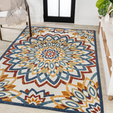 Flora Abstract Bold Mandala High-low Indoor/outdoor Area Rug