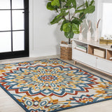 Flora Abstract Bold Mandala High-low Indoor/outdoor Area Rug