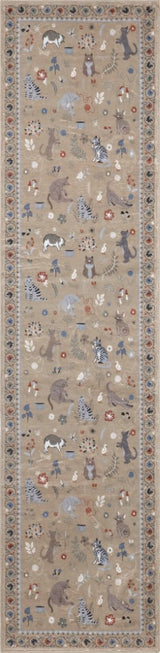 Catmosphere Festive Feline Floral Border Non-slip Machine-washable Area Rug