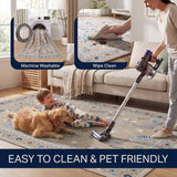Catmosphere Festive Feline Floral Border Non-slip Machine-washable Area Rug