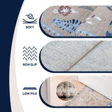 Catmosphere Festive Feline Floral Border Non-slip Machine-washable Area Rug