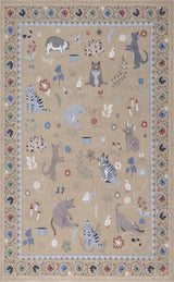Catmosphere Festive Feline Floral Border Non-slip Machine-washable Area Rug