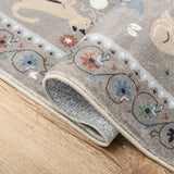 Catmosphere Festive Feline Floral Border Non-slip Machine-washable Area Rug