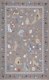 Catmosphere Festive Feline Floral Border Non-slip Machine-washable Area Rug