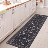 Catmosphere Festive Feline Floral Border Non-slip Machine-washable Area Rug