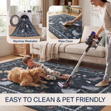 Catmosphere Festive Feline Floral Border Non-slip Machine-washable Area Rug