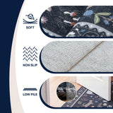 Catmosphere Festive Feline Floral Border Non-slip Machine-washable Area Rug