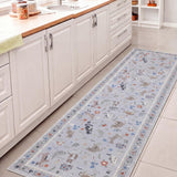 Catmosphere Festive Feline Floral Border Non-slip Machine-washable Area Rug