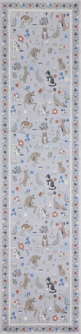 Catmosphere Festive Feline Floral Border Non-slip Machine-washable Area Rug