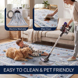 Catmosphere Festive Feline Floral Border Non-slip Machine-washable Area Rug