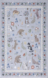 Catmosphere Festive Feline Floral Border Non-slip Machine-washable Area Rug