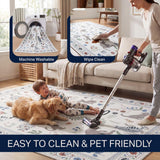 Catmosphere Festive Feline Floral Border Non-slip Machine-washable Area Rug