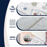 Catmosphere Festive Feline Floral Border Non-slip Machine-washable Area Rug