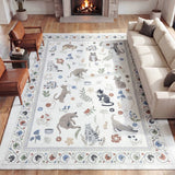 Catmosphere Festive Feline Floral Border Non-slip Machine-washable Area Rug
