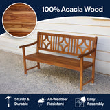 Sloane Ogee Diamond-Back 600-Lbs Support Acacia Wood Outdoor Garden Patio Bench