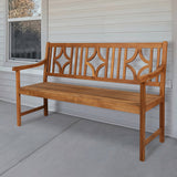 Sloane Ogee Diamond-Back 600-Lbs Support Acacia Wood Outdoor Garden Patio Bench - JONATHAN Y