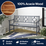 Sloane Ogee Diamond-Back 600-Lbs Support Acacia Wood Outdoor Garden Patio Bench