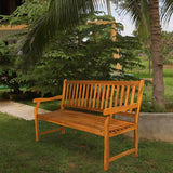 Laurel Slat-Back 600-Lbs Support Acacia Wood Outdoor Garden Patio Bench