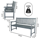 Laurel Slat-Back 600-Lbs Support Acacia Wood Outdoor Garden Patio Bench
