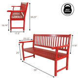 Laurel Slat-Back 600-Lbs Support Acacia Wood Outdoor Garden Patio Bench