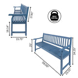 Laurel Slat-Back 600-Lbs Support Acacia Wood Outdoor Garden Patio Bench