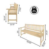 Laurel Slat-Back 600-Lbs Support Acacia Wood Outdoor Garden Patio Bench