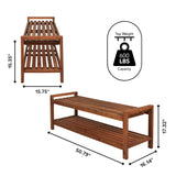 Blane 50.8" 3-Seat Mid-Century Modern 600-Lbs Support Acacia Wood Slat Outdoor Garden Patio Bench