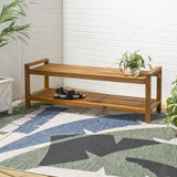 Blane 50.8" 3-Seat Mid-Century Modern 600-Lbs Support Acacia Wood Slat Outdoor Garden Patio Bench