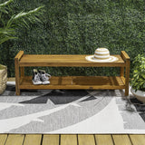 Blane 50.8" 3-Seat Mid-Century Modern 600-Lbs Support Acacia Wood Slat Outdoor Garden Patio Bench
