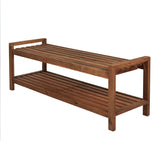 Blane 50.8" 3-Seat Mid-Century Modern 600-Lbs Support Acacia Wood Slat Outdoor Garden Patio Bench