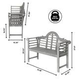 Lutyens Arched 600-Lbs Support Acacia Wood Outdoor Garden Patio Bench