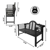 Lutyens Arched 600-Lbs Support Acacia Wood Outdoor Garden Patio Bench