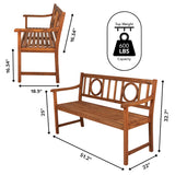 Apollo Circle-Back 600-Lbs Support Acacia Wood Outdoor Garden Patio Bench