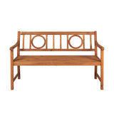 Apollo Circle-Back 600-Lbs Support Acacia Wood Outdoor Garden Patio Bench - JONATHAN Y
