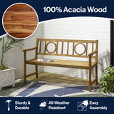 Apollo Circle-Back 600-Lbs Support Acacia Wood Outdoor Garden Patio Bench