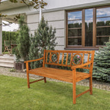 Apollo Circle-Back 600-Lbs Support Acacia Wood Outdoor Garden Patio Bench