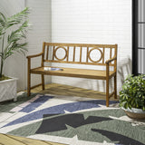 Apollo Circle-Back 600-Lbs Support Acacia Wood Outdoor Garden Patio Bench