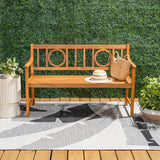 Apollo Circle-Back 600-Lbs Support Acacia Wood Outdoor Garden Patio Bench - JONATHAN Y
