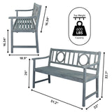 Apollo Circle-Back 600-Lbs Support Acacia Wood Outdoor Garden Patio Bench - JONATHAN Y