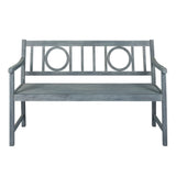 Apollo Circle-Back 600-Lbs Support Acacia Wood Outdoor Garden Patio Bench - JONATHAN Y