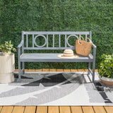 Apollo Circle-Back 600-Lbs Support Acacia Wood Outdoor Garden Patio Bench - JONATHAN Y