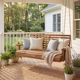 Natura 51" Coastal Farmhouse 2-Seat Slate-Back 705-Lbs Support Acacia Wood Outdoor Porch Swing