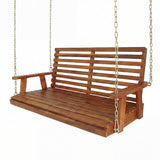 Natura 51" Coastal Farmhouse 2-Seat Slate-Back 705-Lbs Support Acacia Wood Outdoor Porch Swing
