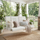 Natura 51" Coastal Farmhouse 2-Seat Slate-Back 705-Lbs Support Acacia Wood Outdoor Porch Swing