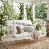 Natura 51" Coastal Farmhouse 2-Seat Slate-Back 705-Lbs Support Acacia Wood Outdoor Porch Swing