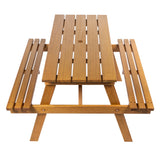 Shoreham 59" Modern Classic Outdoor Wood Picnic Table Benches with Umbrella Hole - JONATHAN Y