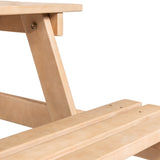 Shoreham 59" Modern Classic Outdoor Wood Picnic Table Benches with Umbrella Hole - JONATHAN Y