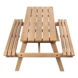 Shoreham 59" Modern Classic Outdoor Wood Picnic Table Benches with Umbrella Hole - JONATHAN Y
