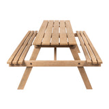 Shoreham 59" Modern Classic Outdoor Wood Picnic Table Benches with Umbrella Hole - JONATHAN Y